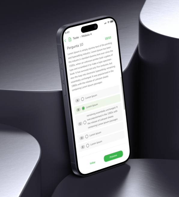 Tela do aplicativo mostrando dashboards e gráficos